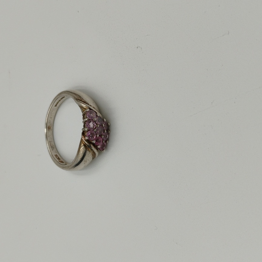 Vintage Pink Topaz Cluster Sterling Silver 925 Ring Size - Picture 2 of 5